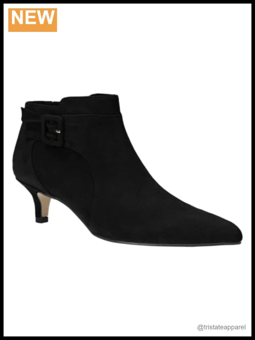 Faux Suede Pointed Toe Ankle Boots with Kitten Heel and Side Zipper